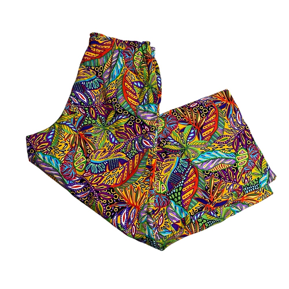 Live 4 Truth Large Boho Bright Pants Elastic Waist Pull On Pants Slit Pockets